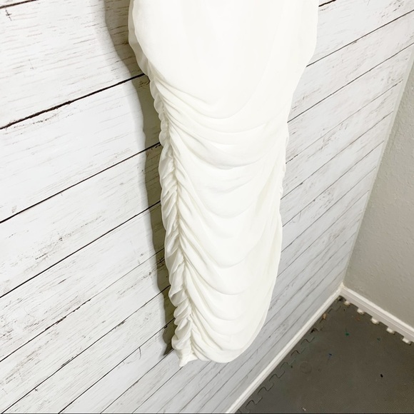 NWOT Fashion Nova White Ruched Mesh Behavior Mini Cocktail Bachelorette Dress - Picture 5 of 10